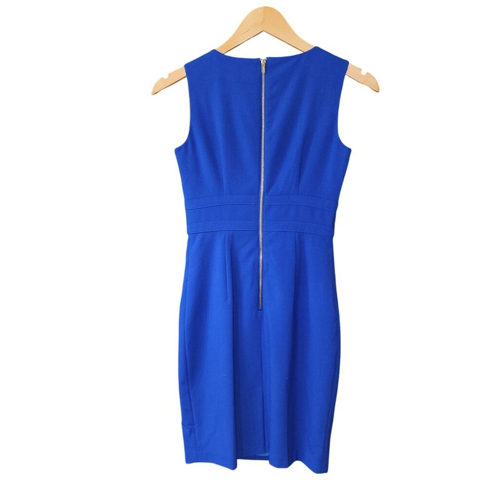 Calvin Klein Womens Blue Sleeveless Sheath Dress Size 0P Polyester Rayon Blend - Picture 2 of 5